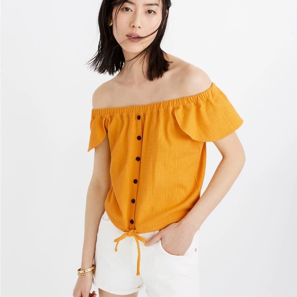 Madewell Texture & Thread Off-the-Shoulder Top Celestial Gold Size S - Picture 1 of 14